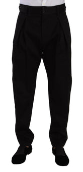 Dolce & Gabbana Black Cotton High Waist Men Trouser Dress Pants -   -  Dolce & Gabbana.